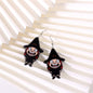 Black Acrylic & Silvertone Witch Drop Earrings