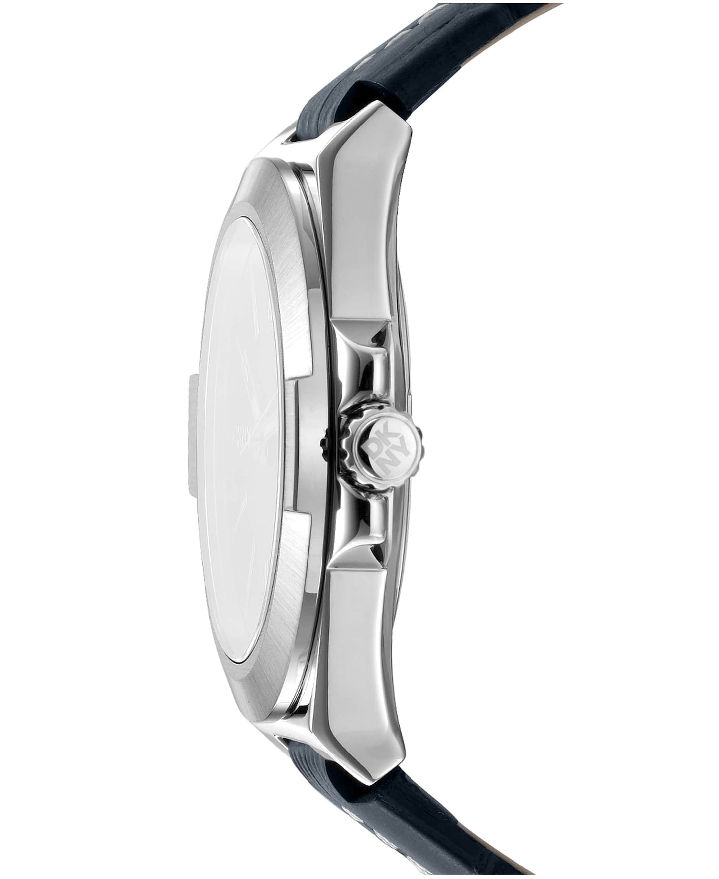 Dkny Men Watch, Silver Color Case, Silver Dial, Black Leather Strap, 3 Hands Date, 10 Atm