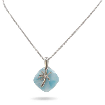 Larimar Stone Adalia Palm Tree Sterling Silver Necklace By Marahlago