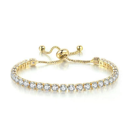 Cubic Zirconia & Goldtone Adjustable Link Bracelet
