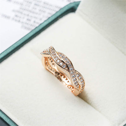 Cubic Zirconia & Rose Goldtone Crossing Line Band Ring