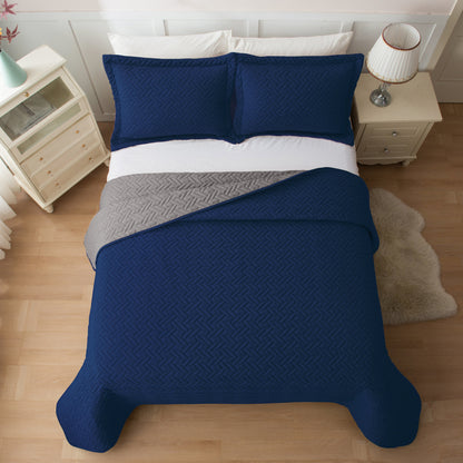 Elegant Comfort 3-Piece Majestic Quilted Reversible Bedspread Coverlet Set