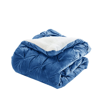 Elegant Comfort 3-Piece Pinch Pleated Micro-Suede Reversible Sherpa - Comforter Set