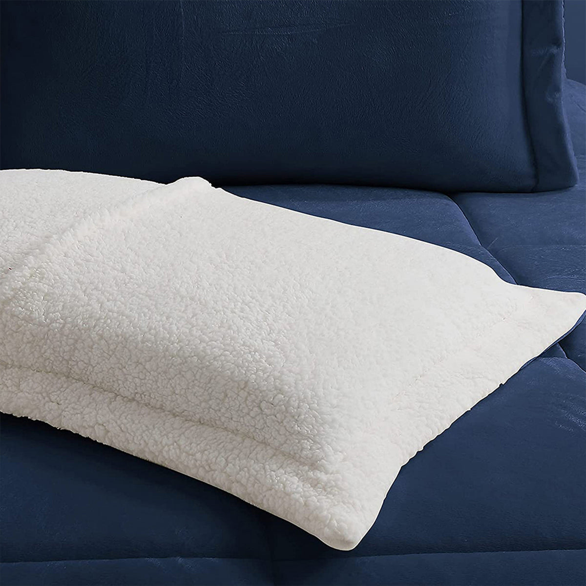 Elegant Comfort 3-Piece Micro-Suede Reversible Sherpa - Solid Color Design Comforter Set