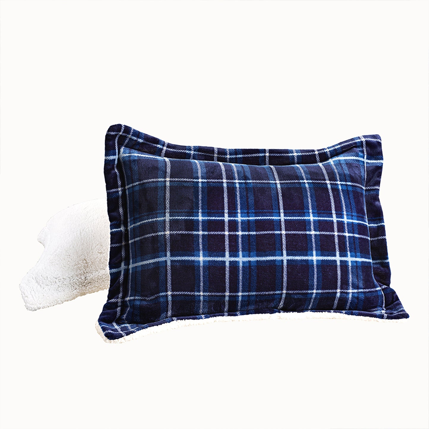 Elegant Comfort 3-Piece Plaid Micro-Suede Reversible Sherpa - Comforter Set