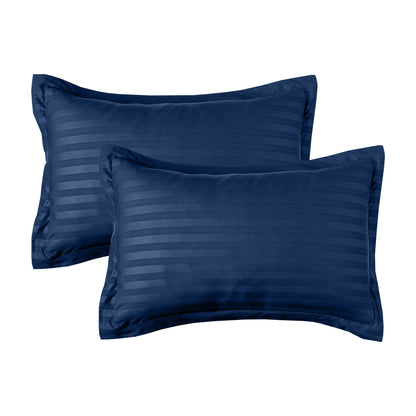 Elegant Comfort 8-Piece Dobby Stripe Comforter Set - Includes 4-Piece Sheet Set with Double Sided Storage Pockets
