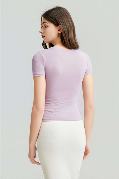 Buttery Soft Built-In Padded Bra Short Sleeve T-Shirt