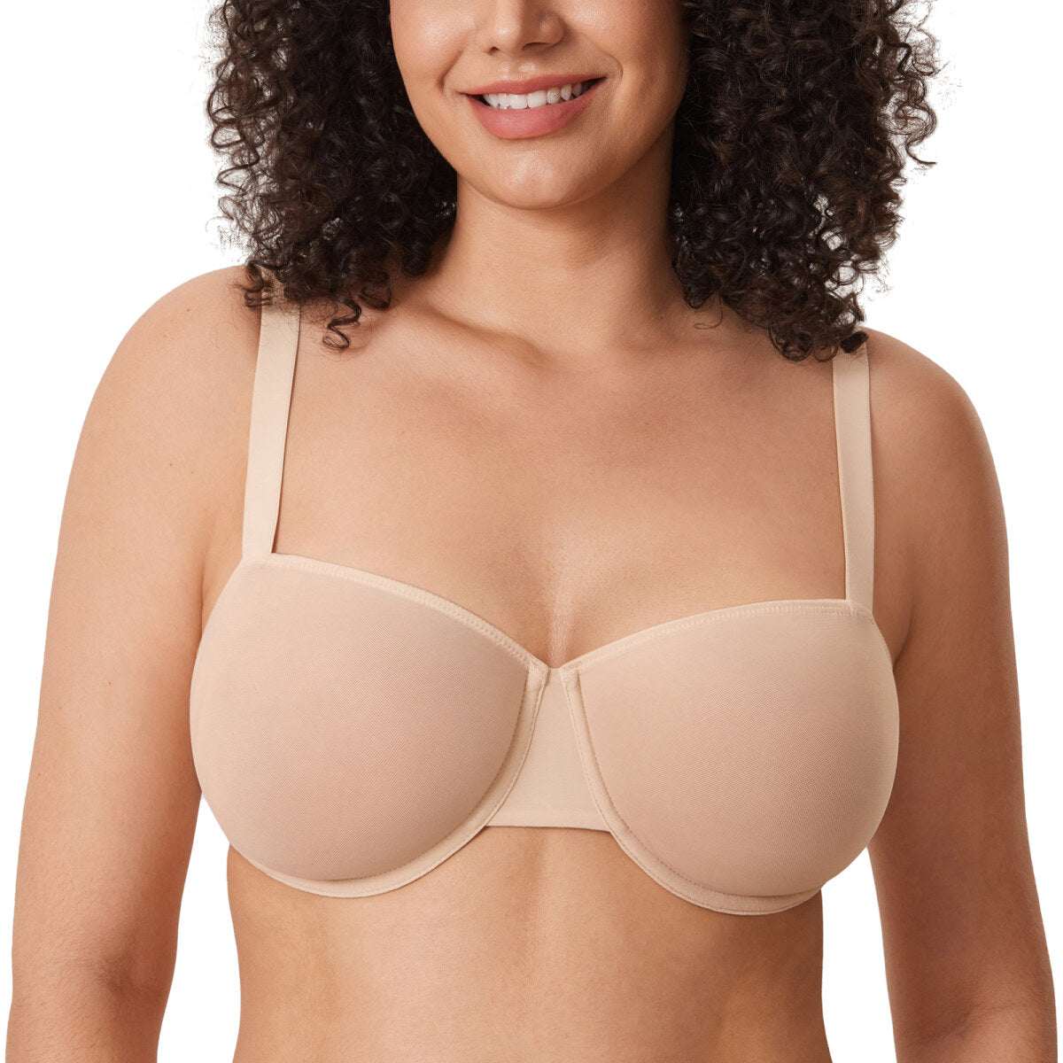 Cosnufy Sheer Mesh Balconette Bra