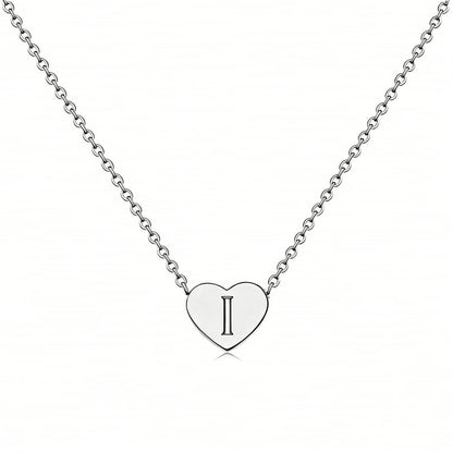 Dainty Initial Heart Necklace Personalized 26 Letters Available