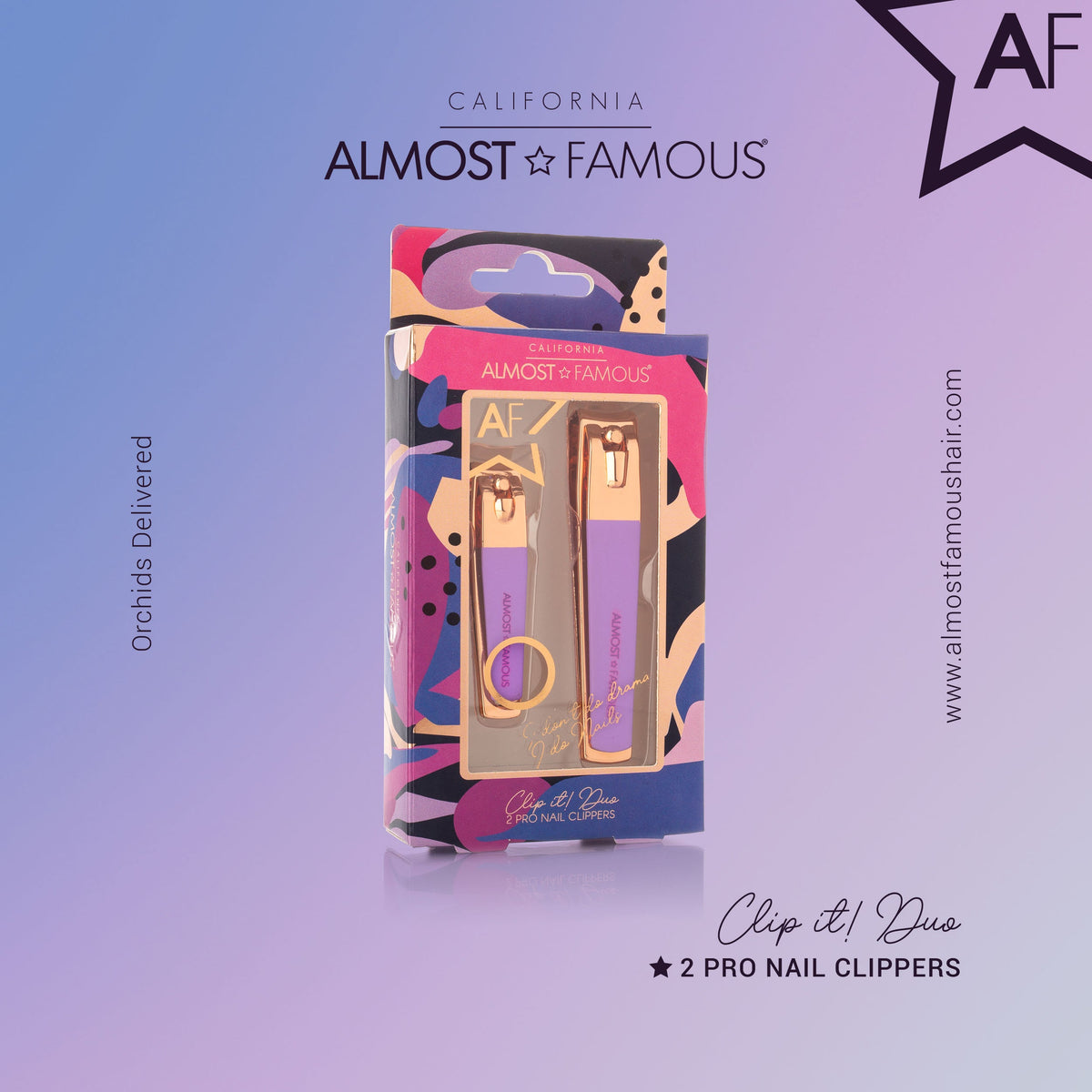 Almost Famous Rose Gold 2-Piece Nail Clipper Set - Purple