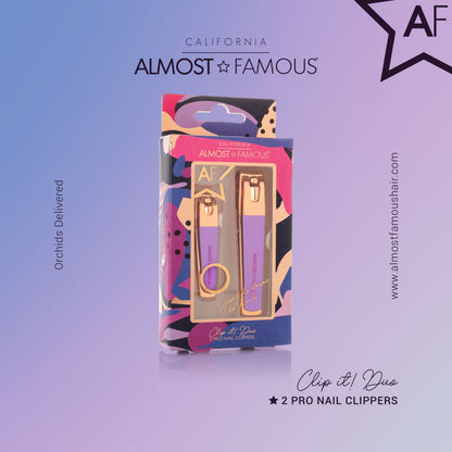 Almost Famous Rose Gold 2-Piece Nail Clipper Set - Purple