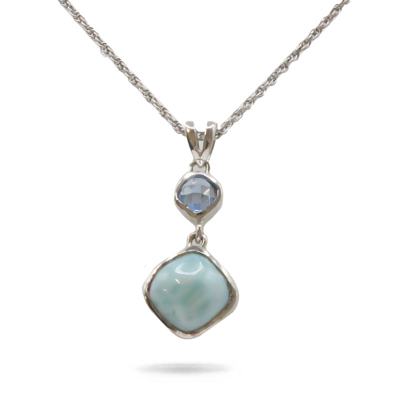 Atlantic Cushion Larimar Stone Sterling Silver Necklace By Marahlago