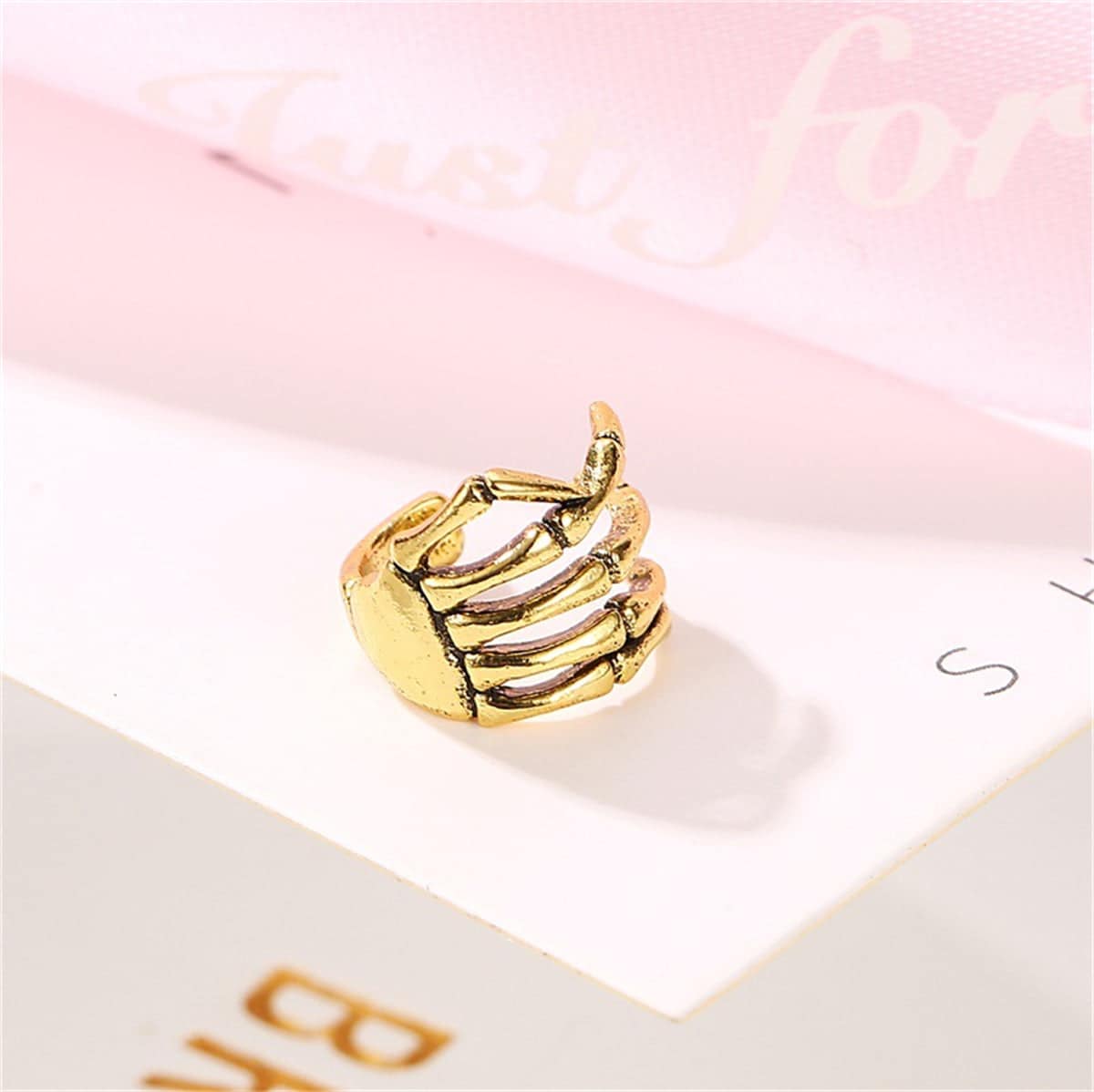 Goldtone Skeleton Hand Ear Cuff