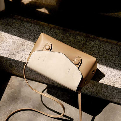 Duo-Tone Apricot Sand Flap Crossbody Shoulder Bag