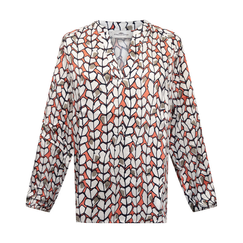 Fynch Hatton Women's Blouse Coral Multi Colour Pattern