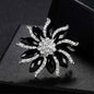 Black & Cubic Zirconia Floral Brooch