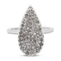 Covet Rhodium Plated Cubic Zirconia Teardrop Pave Ring - Size K