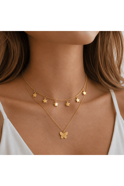Gold-Plated Star Choker Necklace