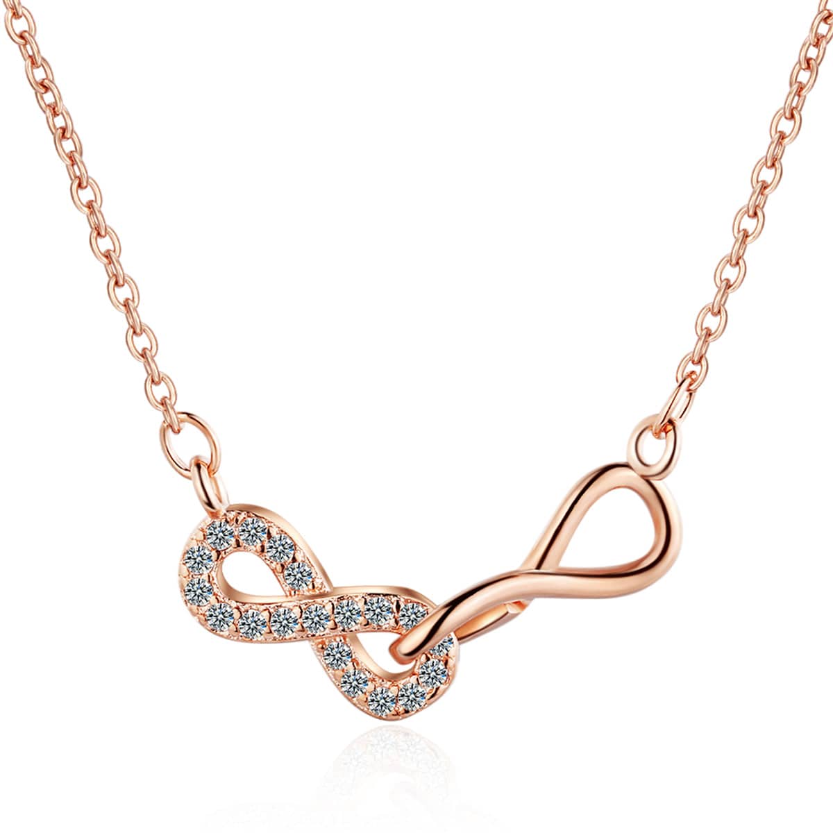 Cubic Zirconia & Rose Goldtone Infinity Pendant Necklace