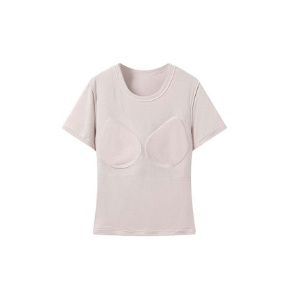 Buttery Soft Built-In Padded Bra Short Sleeve T-Shirt