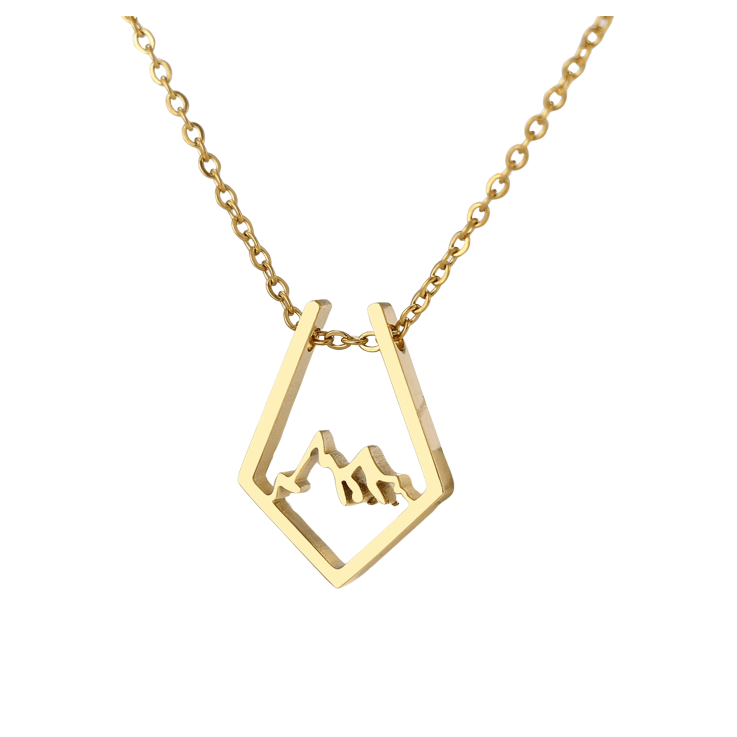 Goldtone Stainless Steel Minimalist Mountain Range Pendant Necklace