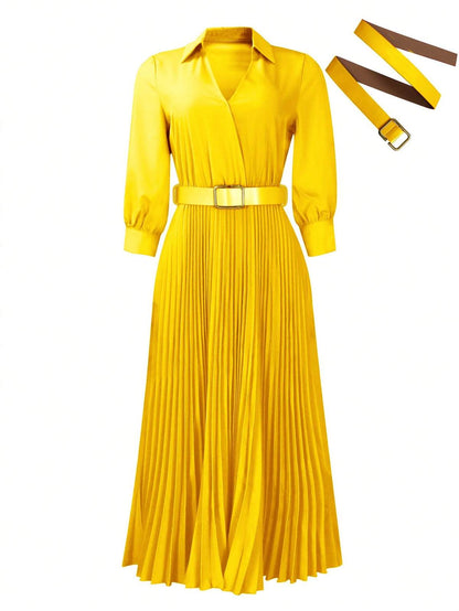 Chic YC Women's 3/4 Sleeve Flared A Line Dress