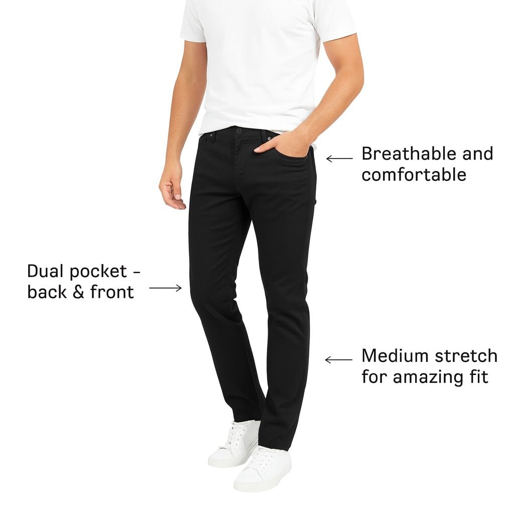 BenBen Mens 2 Pack Chinos Medium Stretch