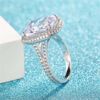 Crystal & Cubic Zirconia Silvertone Cushion Ring