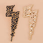 Black Cubic Zirconia & Goldtone Lightning Stud Earrings