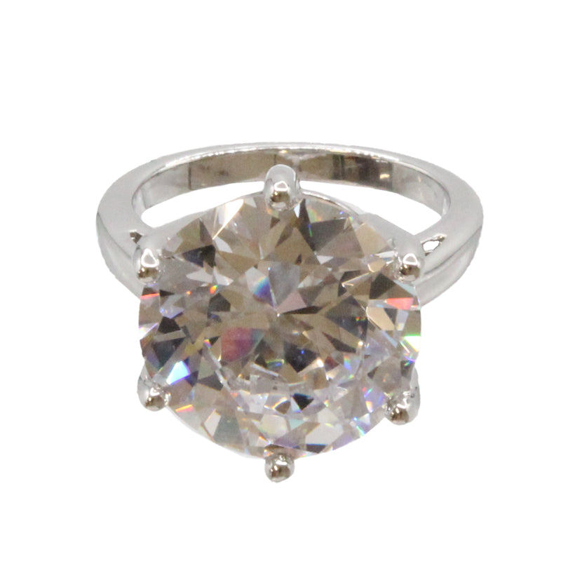 Adrian Buckley Pave Collection Silver Round Crystal Ring CZR368S (S)