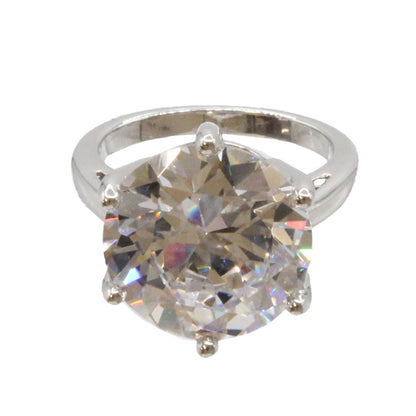 Adrian Buckley Pave Collection Silver Round Crystal Ring CZR368S (S)
