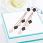 Black & Rose Goldtone Rhombus Tassel Drop Earrings