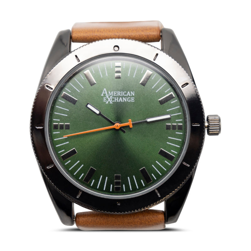 American Exchange Mens Brown Leather Watch With Bracelets 5218