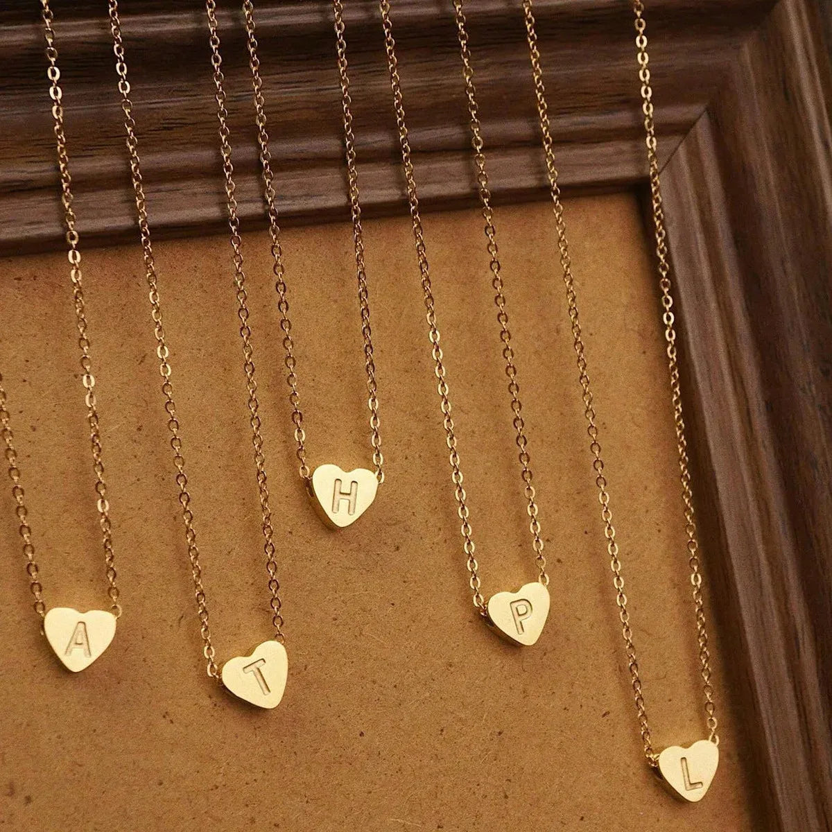 Dainty Initial Heart Necklace Personalized 26 Letters Available