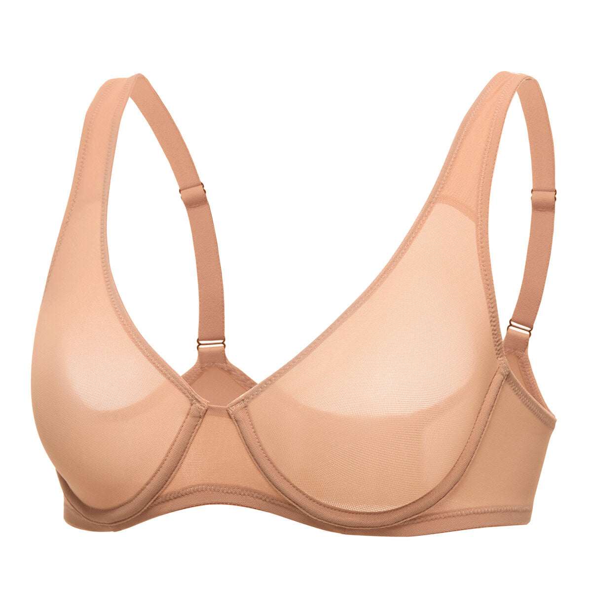 Cosnufy Sheer Mesh Balconette Underwire Full Coverage Unlined Bra