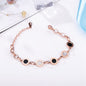 Black & Rose Goldtone Roman Numeral Plate Station Bracelet