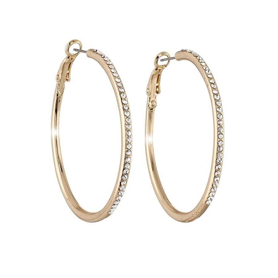 Gold Clear Swarovski Crystal Earrings – Classis Hoop Earrings With Clear Swarovski Crystals