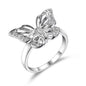 Cubic Zirconia & Silvertone Butterfly Ring