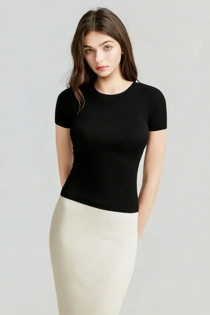 Buttery Soft Built-In Padded Bra Short Sleeve T-Shirt