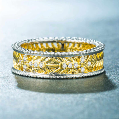 Cubic Zirconia & Two-Tone Filigree Band