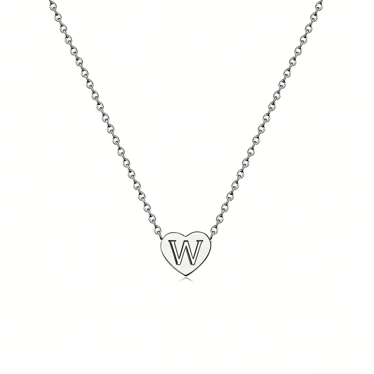 Dainty Initial Heart Necklace Personalized 26 Letters Available