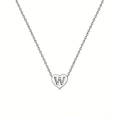 Dainty Initial Heart Necklace Personalized 26 Letters Available