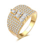 Cubic Zirconia & Goldtone Tower Wide Ring