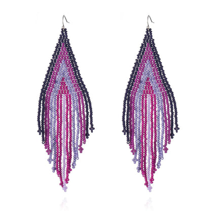 Black & Rose Howlite Tassel Drop Earrings
