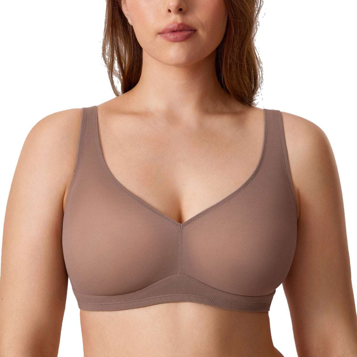Cosnufy Sheer Mesh Wireless Full Coverage Unlined Bra