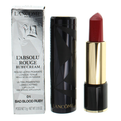 Lancome L'Absolu Rouge Ruby Cream Red Lipstick 01 Bad Blood Ruby