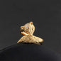 Cubic Zirconia & Goldtone Modern Fox Ring