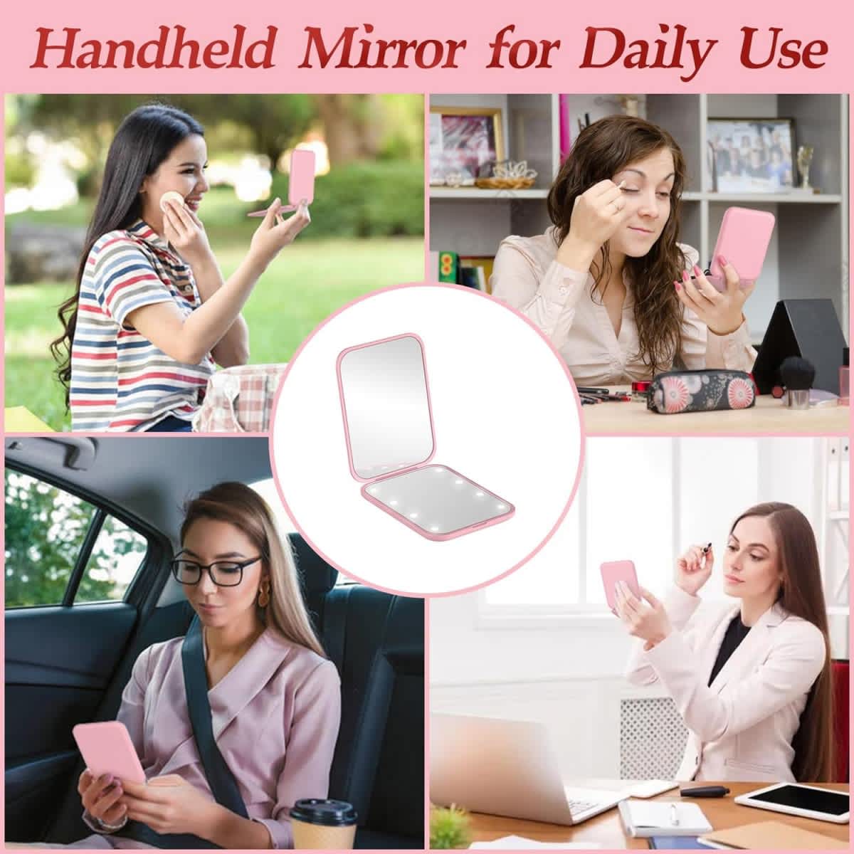 Foldable LED Travel 2X Magnification Makeup Mirror