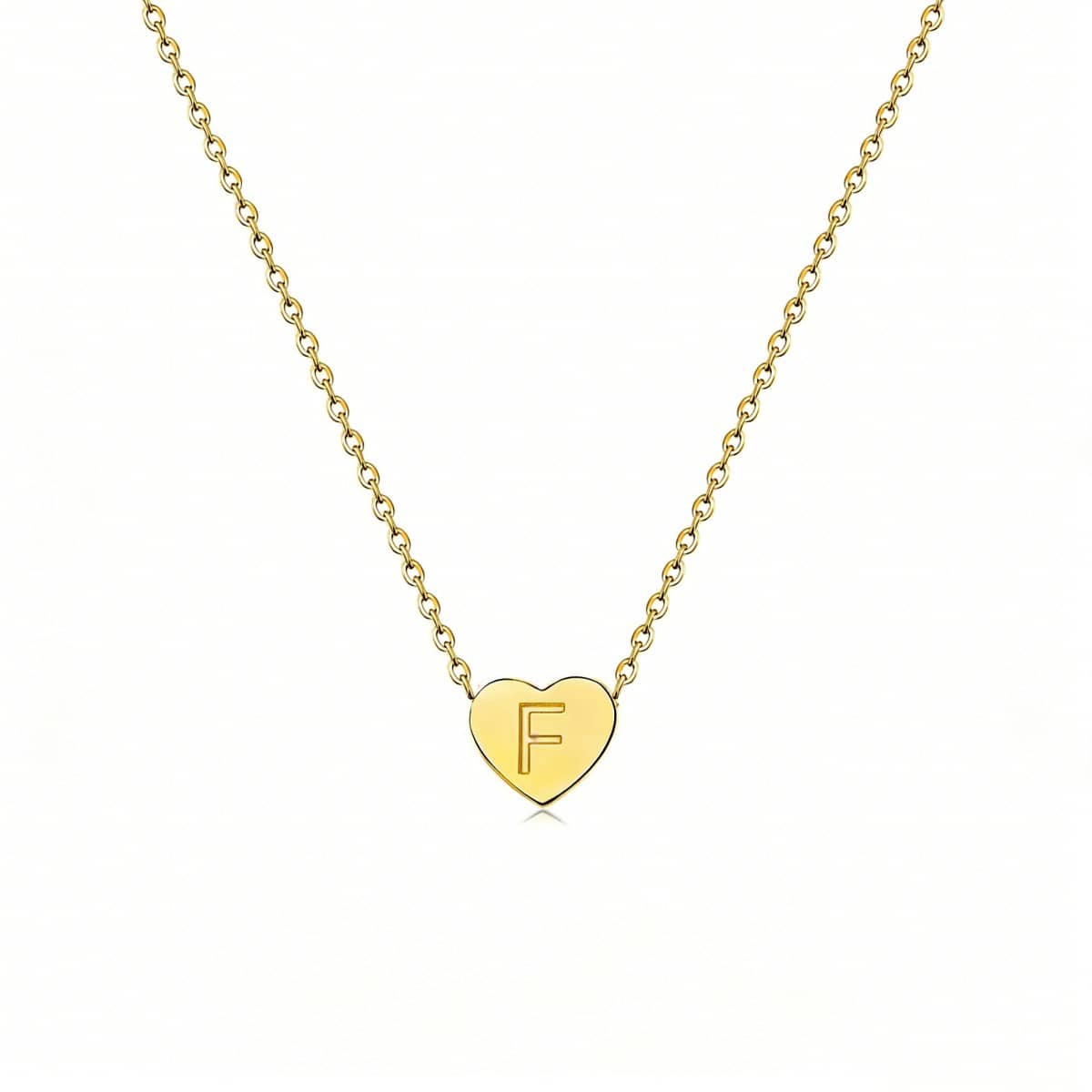 Dainty Initial Heart Necklace Personalized 26 Letters Available