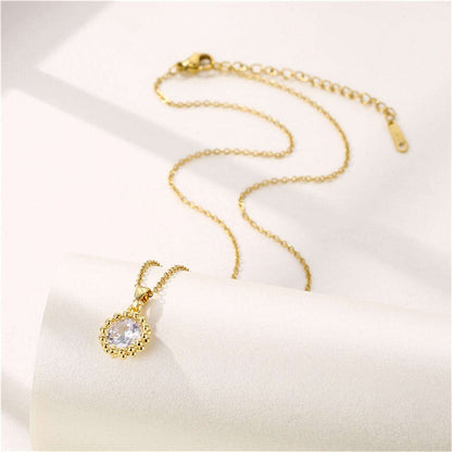 Crystal & Goldtone Round Bead Pendant Necklace